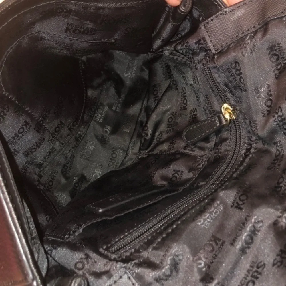 Michael kors black leather top handle bag